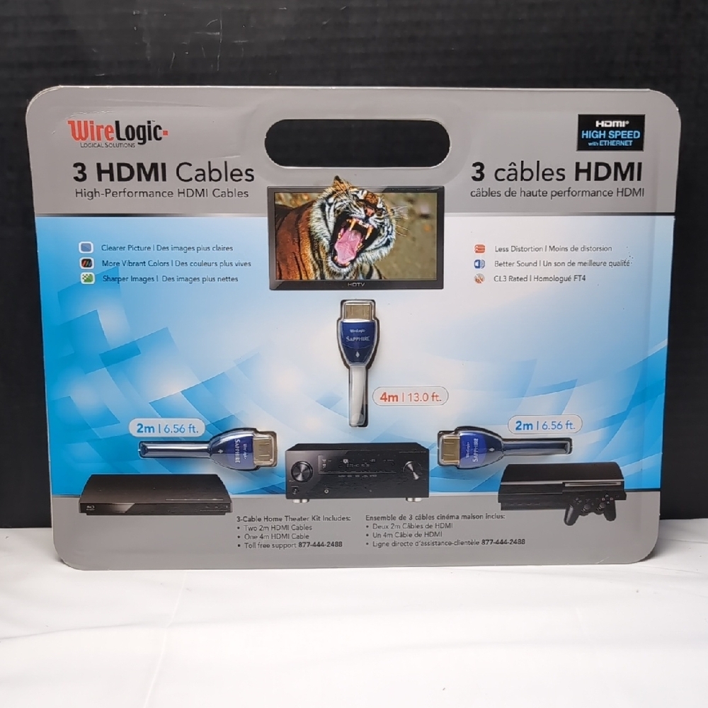 WireLogic 3 HDMI Cables Set New in Sealed Package 4m and 2 x 2m